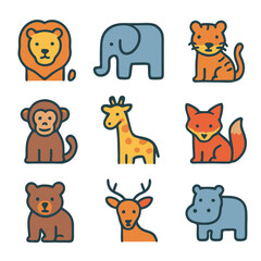 Obraz premium Wild Animals Icon Set Vector