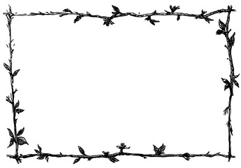 Empty black frame with leaf-like design