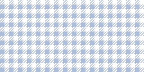 Blue gingham checkered pattern background. Seamless pastel blue plaid design. Soft and sweet vintage aesthetic. Blue white gingham check tablecloth picnic style traditional.