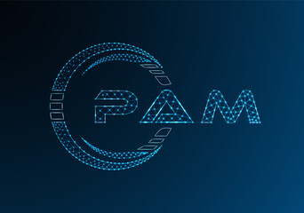 PAM low poly letter logo vector design. PAM lower poly logo design. Low poly logo.