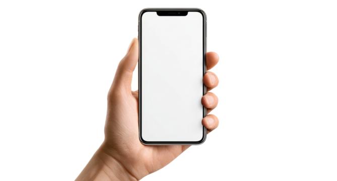Smartphone held in hand, blank screen (1)