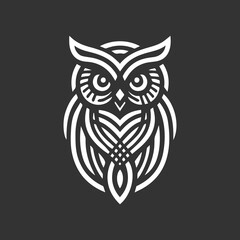 Fototapeta premium Elegant white owl illustration on a dark background design.