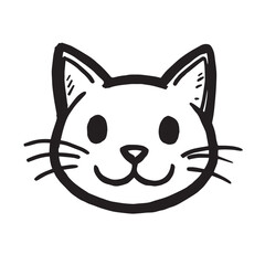Cat Doodle Black and White Illustration Vector Image Cute Kitten Sketch Line Art Drawing Silhouette