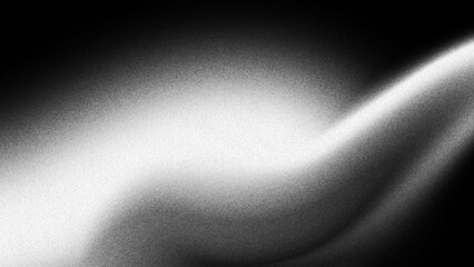 Abstract black and white background with blurred wave design and grainy texture