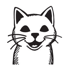 Cat Doodle Black and White Illustration Vector Image Cute Kitten Sketch Line Art Drawing Silhouette