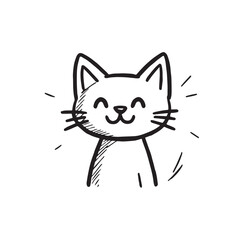 Obraz premium Cat Doodle Black and White Illustration Vector Image Cute Kitten Sketch Line Art Drawing Silhouette