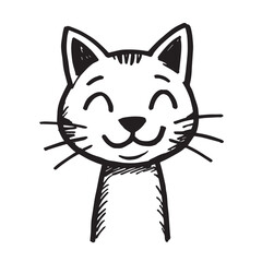 Fototapeta premium Cat Doodle Black and White Illustration Vector Image Cute Kitten Sketch Line Art Drawing Silhouette