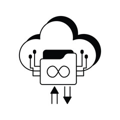 Unlimited Storage glyph outline icon with white background vector stock illustration