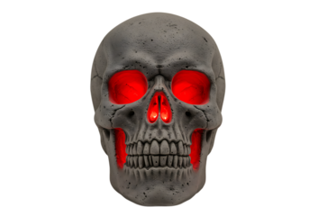 Glowing Red Eyes Skull Decor isolated on transparent background