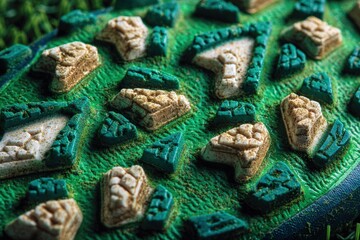 Close-Up of Soccer Shoe Sole with Studs on Grass Surface