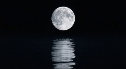 Mid-Autumn Festival Moon Reflection on a Serene Sea at Night, Longing Background