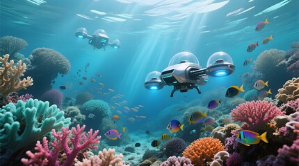 Obraz premium Futuristic Underwater Scene
