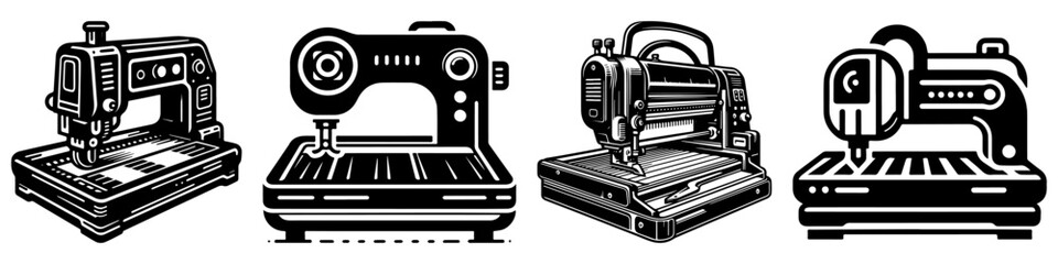 Modern Minimalist Cutting Machine Icon, Flat Silhouette of an Industrial Equipment Vector for Manufacturing Illustration Design
