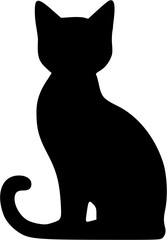Cat Silhouette Vector | Black Feline Animal Clipart | Pet Outline Design