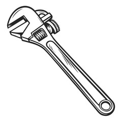 Adjustable wrench tool black and white pipe wrench
