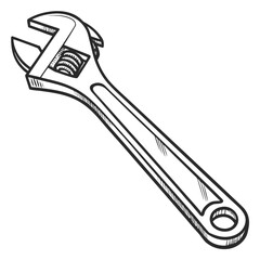Adjustable wrench tool sketch hardware mechanical