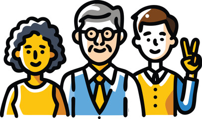 Naklejka premium Vector art of diverse group of people standing together