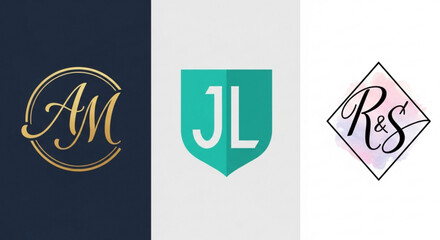Custom logo design with initials am jl rs for brand identity and personalized monogram for business and wedding 100