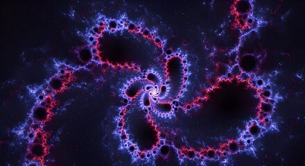 Abstract Fractal Spiral Design in Deep Space Colors with Stars