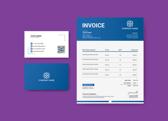 Professional Invoice Template Design with Business Card. Clean invoice design includes business card. 
stationery design bundle