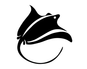 Stingray silhouette, cartoon, vector illustration

