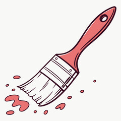 Coral paintbrush with pink paint splatters vector