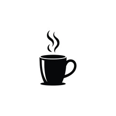 Black Coffee Mug with Steaming Aroma Illustration for Cafe Promotion or Blog