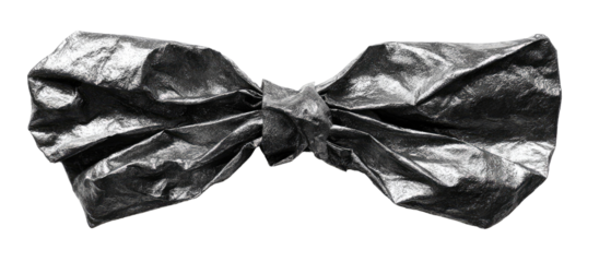 A crumpled, black-and-white bow tie