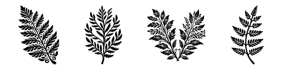 Naklejka premium Modern Minimalist Fern Plant Icon, Flat Silhouette of a Potted Houseplant Vector for Home and Garden Illustration Design