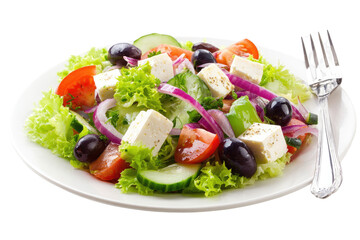 Colorful salad with feta, olives, and vegetables