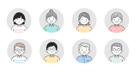 Fototapeta premium People Avatar Icon Illustration of Diverse Faces Men Women Young Old Characters for Customer Testimonials and Reviews