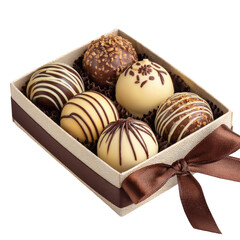 Obraz premium Elegant chocolate truffles in a gift box