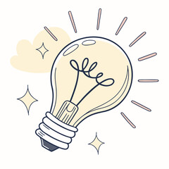 Glowing lightbulb with radiating lines idea inspiration