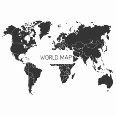 Gray continents on white background world map geography