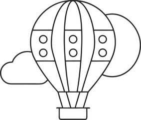 Hot air balloon, symbolizing adventure, travel, and freedom with clouds and a sense of wonder