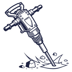 Heavy duty jackhammer breaking ground demolition construction