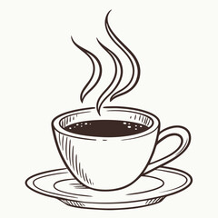 Hot coffee cup with steam saucer hot beverage