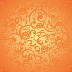Halloween background with bats and pumpkin. Good for textile fabric design, wrapping paper, website wallpapers, textile, wallpaper and apparel. vector illustration