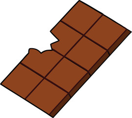 Obraz premium Brown chocolate bar broken piece vector illustration scalable eps icon for adobe stock transparent background