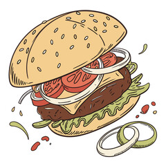 Juicy burger with fresh ingredients hamburger food