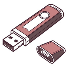 Maroon usb drive with detached cap flash drive storage