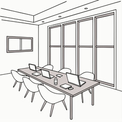 Modern Conference Room With Laptops meeting office