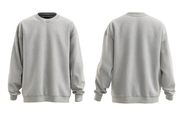 Front and back view of a light gray sweatshirt