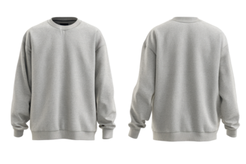 Front and back view of a light gray sweatshirt