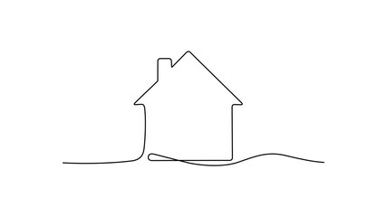 Continuous one line house drawing animation, modern home icon and real estate logo design, single line art illustration for sale, rental, advertising and web template. Full-length animation	 - Powered by Adobe