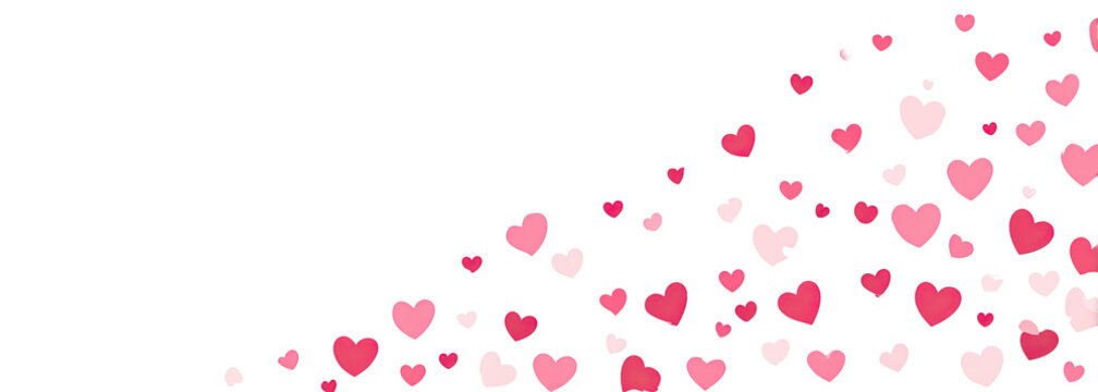 Pink and white pixelated hearts confetti on a black background - Powered by Adobe