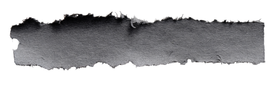 A torn piece of gray paper