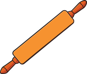 Wooden rolling pin kitchen tool illustration scalable vector graphic for baking designs transparent background