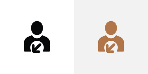 Obraz premium Person with Arrow Symbol Points to Self or Downwards Isolated Icon Illustration