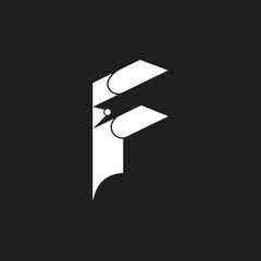 F letter logo monochrome design on black background.F letter design for business logo